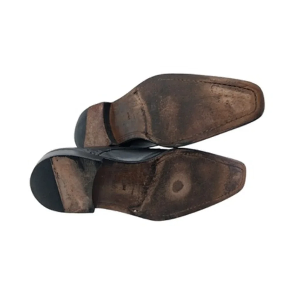 Mezlan Shoes Mens Size 10 Black Leather Double Monk Strap Dress Square Toe 15446